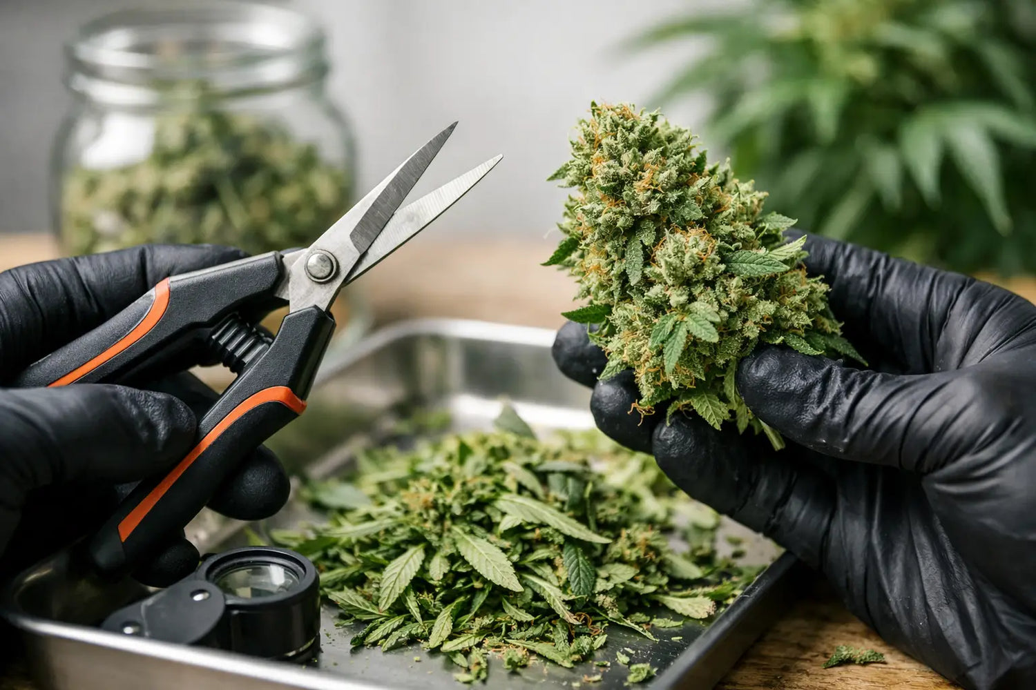 Ernteschere: Cannabis sauber trimmen