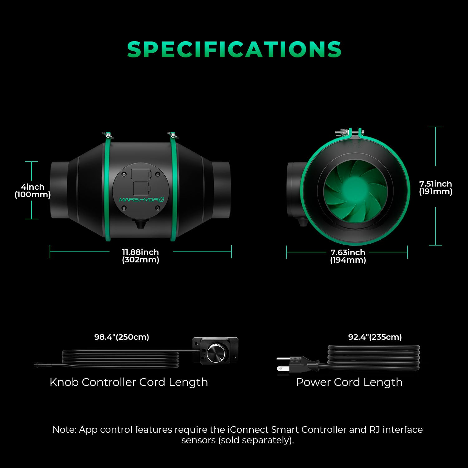 Komplettset (80x80x160 cm) 150 Watt TS 1000 LED mit iControl für smarte Steuerung