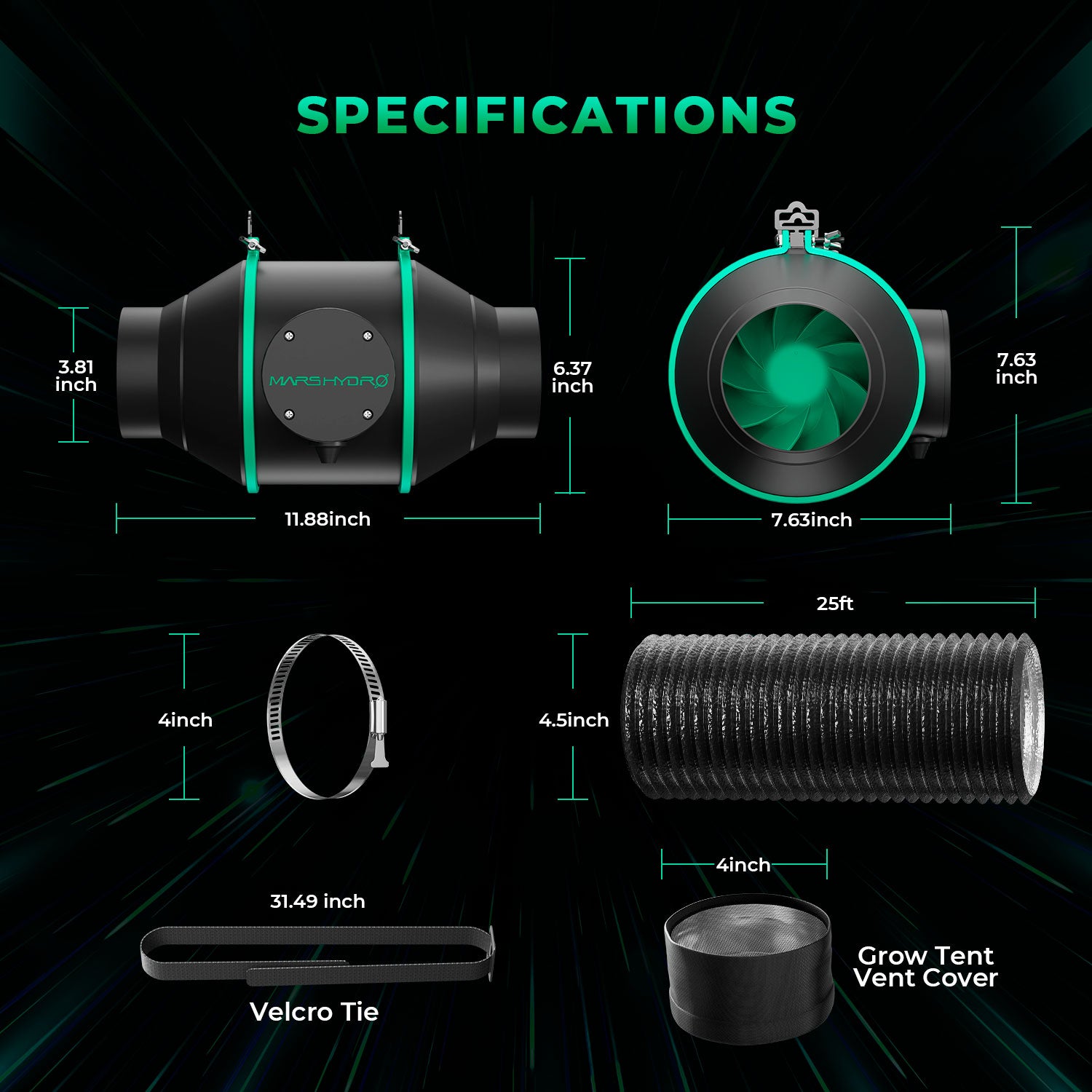 Komplettset (120x60x180 cm) 300 Watt TSL LED
