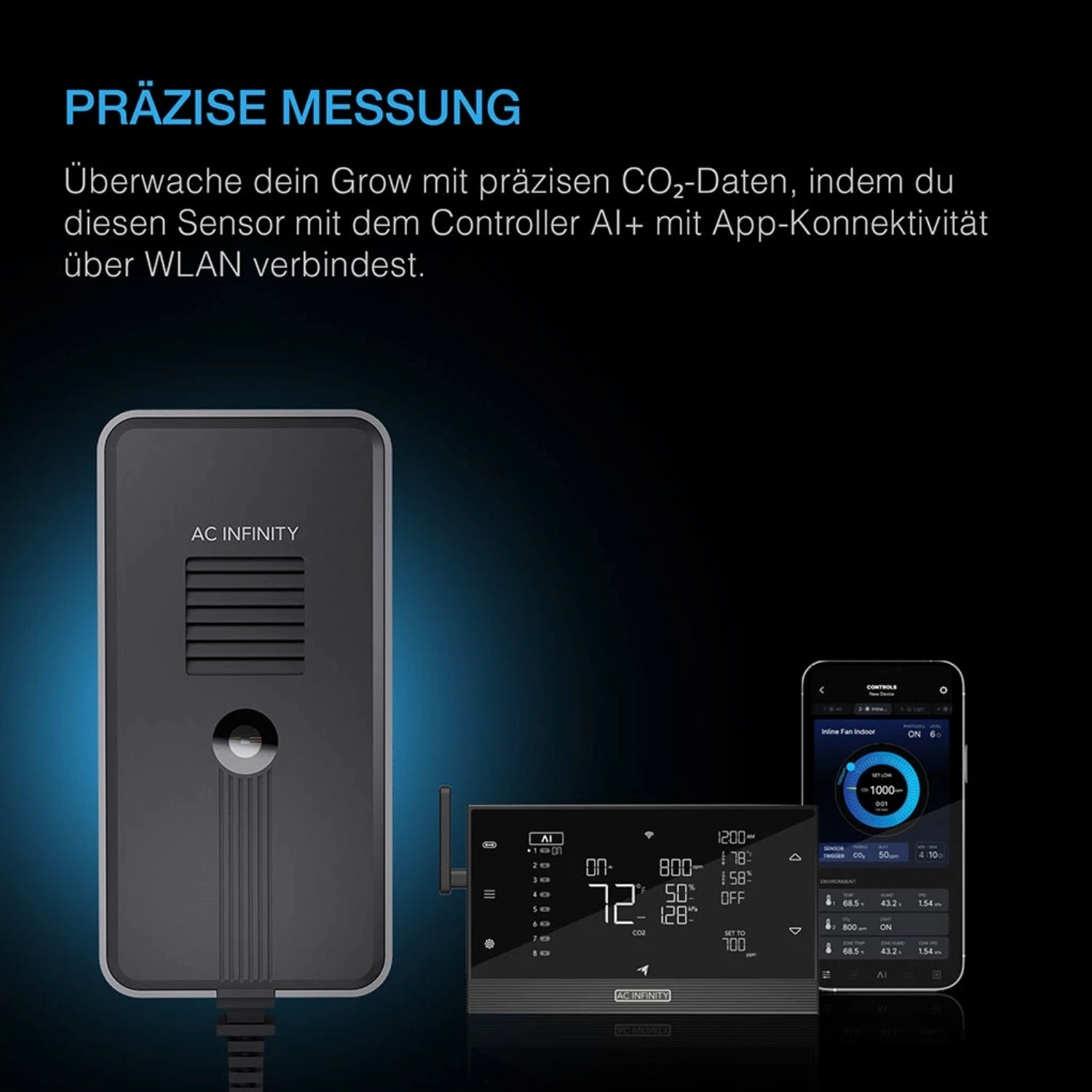 Smartes All-in-One Komplettset (90x90x180 cm) 300 Watt IONFRAME EVO4 Samsung LED mit Luftbefeuchter, Heizgerät und CONTROLLER AI+