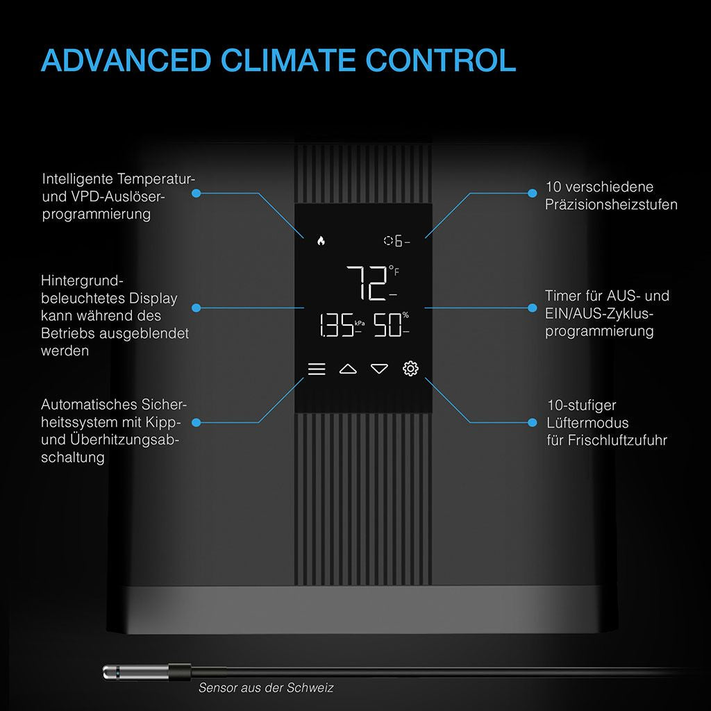 Smartes All-in-One Komplettset (150x150x200 cm) 730 Watt IONFRAME EVO8 Samsung LED mit Luftbefeuchter, Heizgerät und CONTROLLER AI+