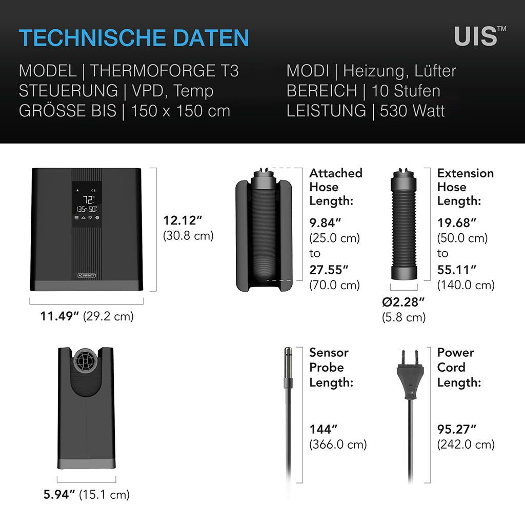 Smartes All-in-One Komplettset (150x150x200 cm) 730 Watt IONFRAME EVO8 Samsung LED mit Luftbefeuchter, Heizgerät und CONTROLLER AI+
