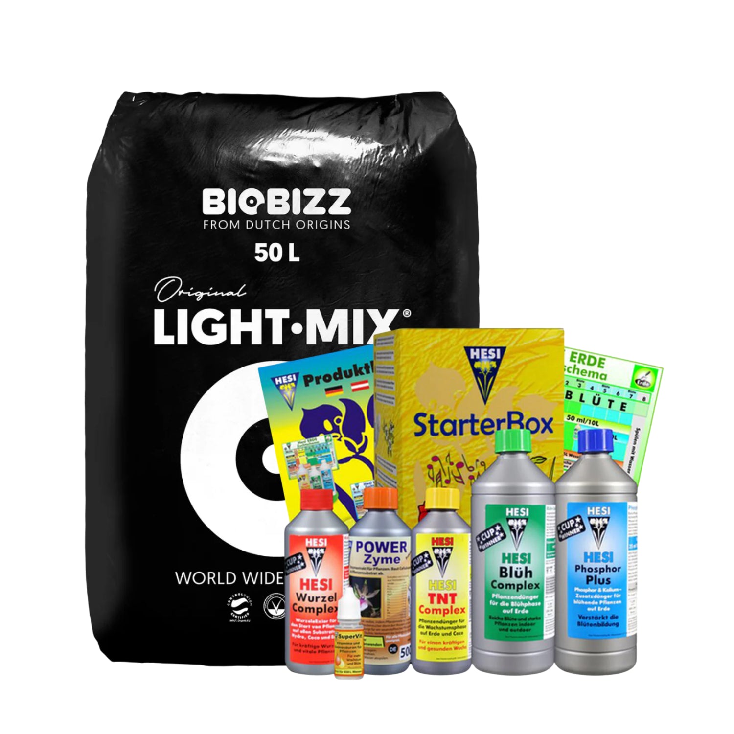 biobizz dünger schema BioBizz Light-Mix 50 L + Hesi Starterbox Erde – Perfekte Kombination für  Erde-Grows