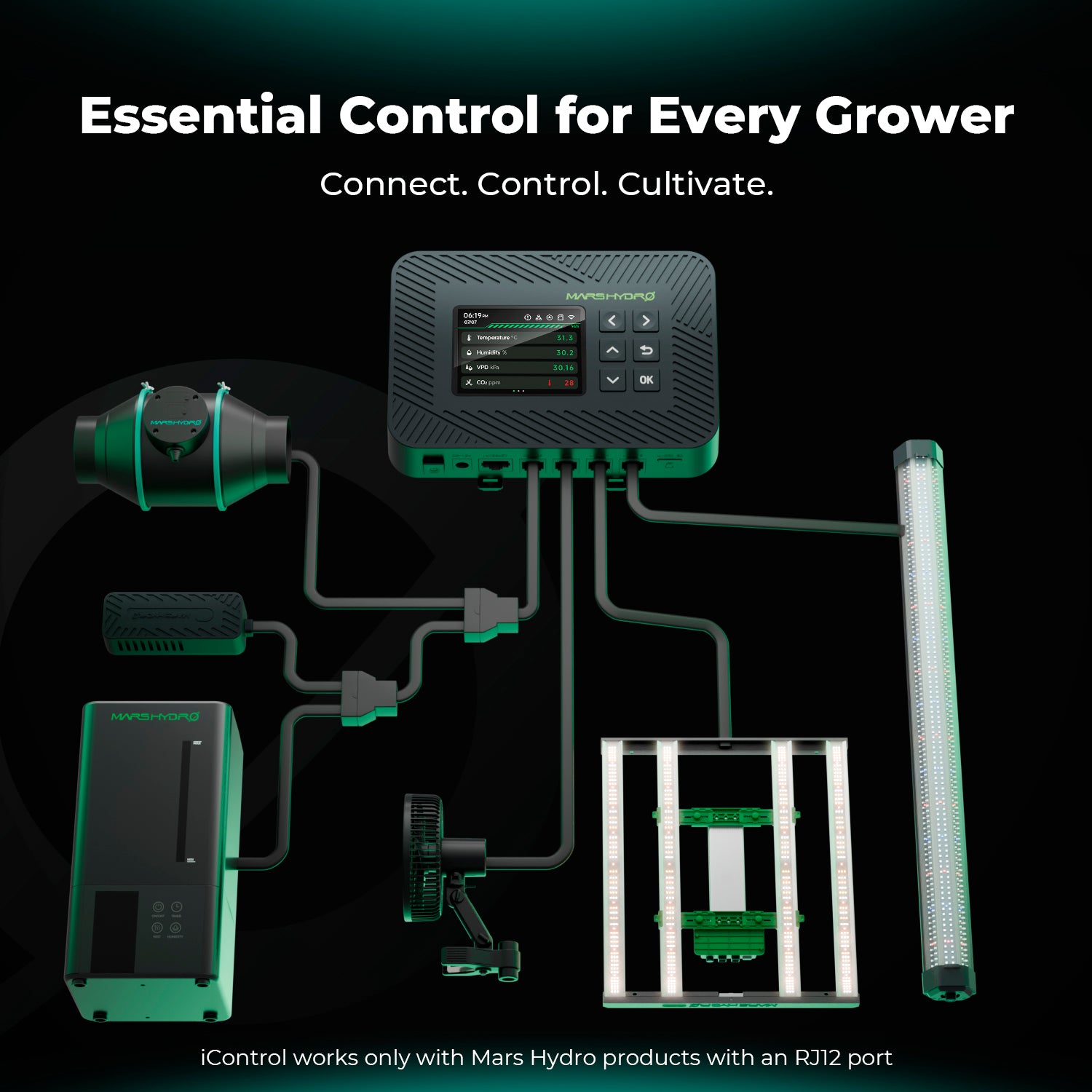 iControl Smart Controller mit Temperatur-, Feuchtigkeits- und Lichtsensor