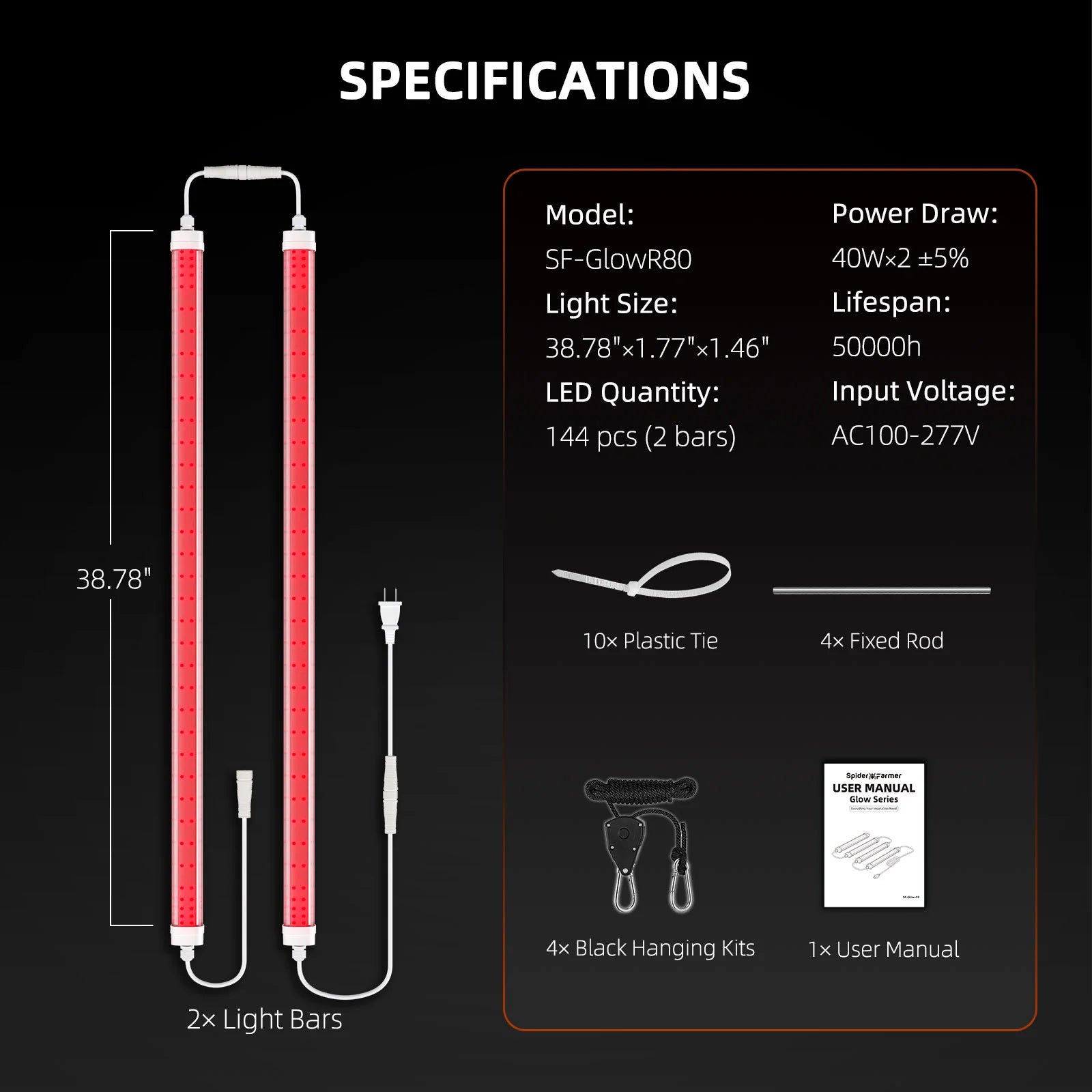GlowR80 Deep Red LED Zusatzbeleuchtung 80 Watt