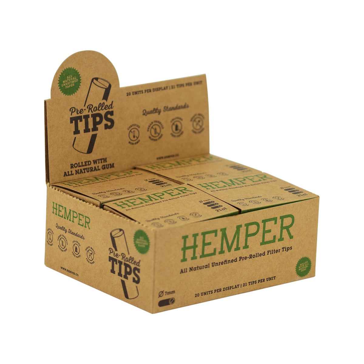 Hemper vorgerollte Bullet Filter Tips – 21 Stück – Hemper Pre-Rolled Bullet Filter Tips 21pcs Hauptansicht