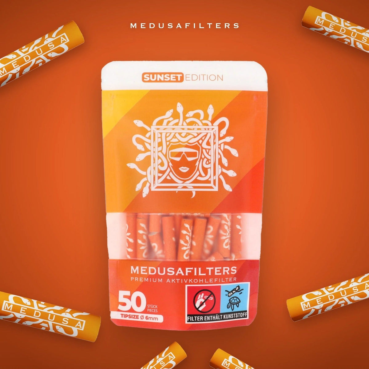 Medusa Aktivkohlefilter Ø 6 mm – 50 Stück – Sunset (Pack of 50) Produktansicht 3