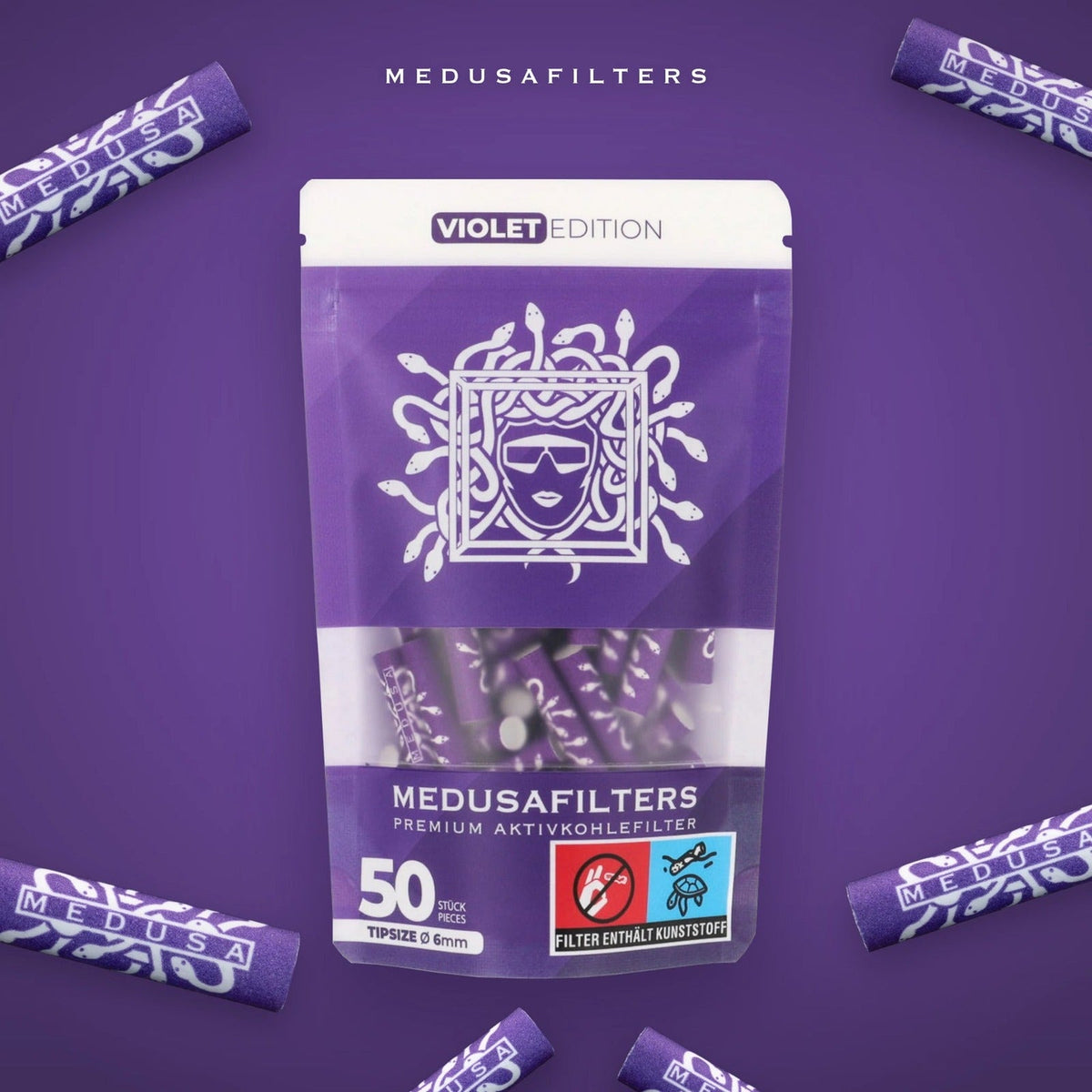 Medusa Aktivkohlefilter Ø 6 mm – 50 Stück – Violet (Pack of 50) Produktansicht 3