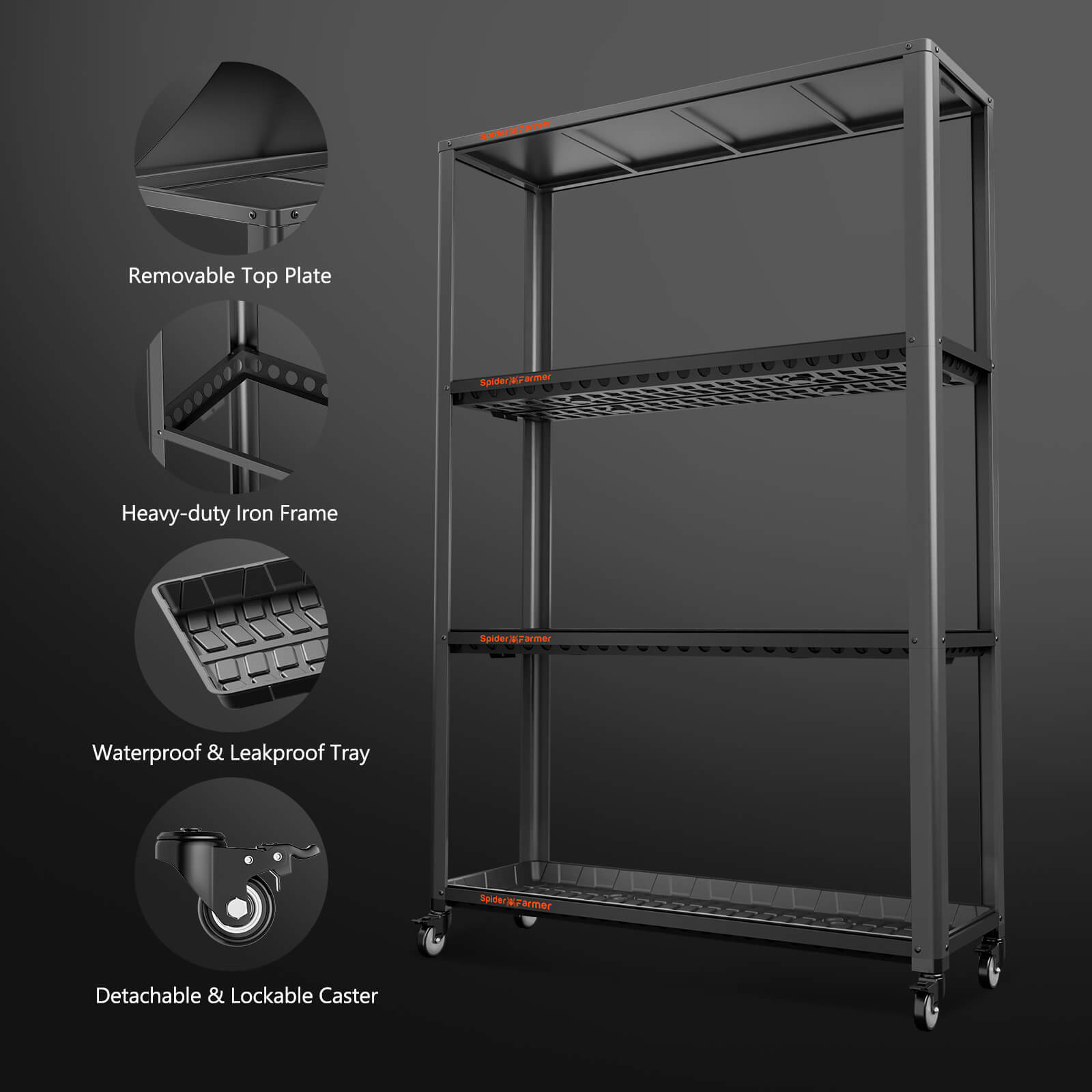 Anzucht/Stecklinge Pflanzenregal (118x40x180 cm) mit 3x Glow80 LEDs 240 Watt