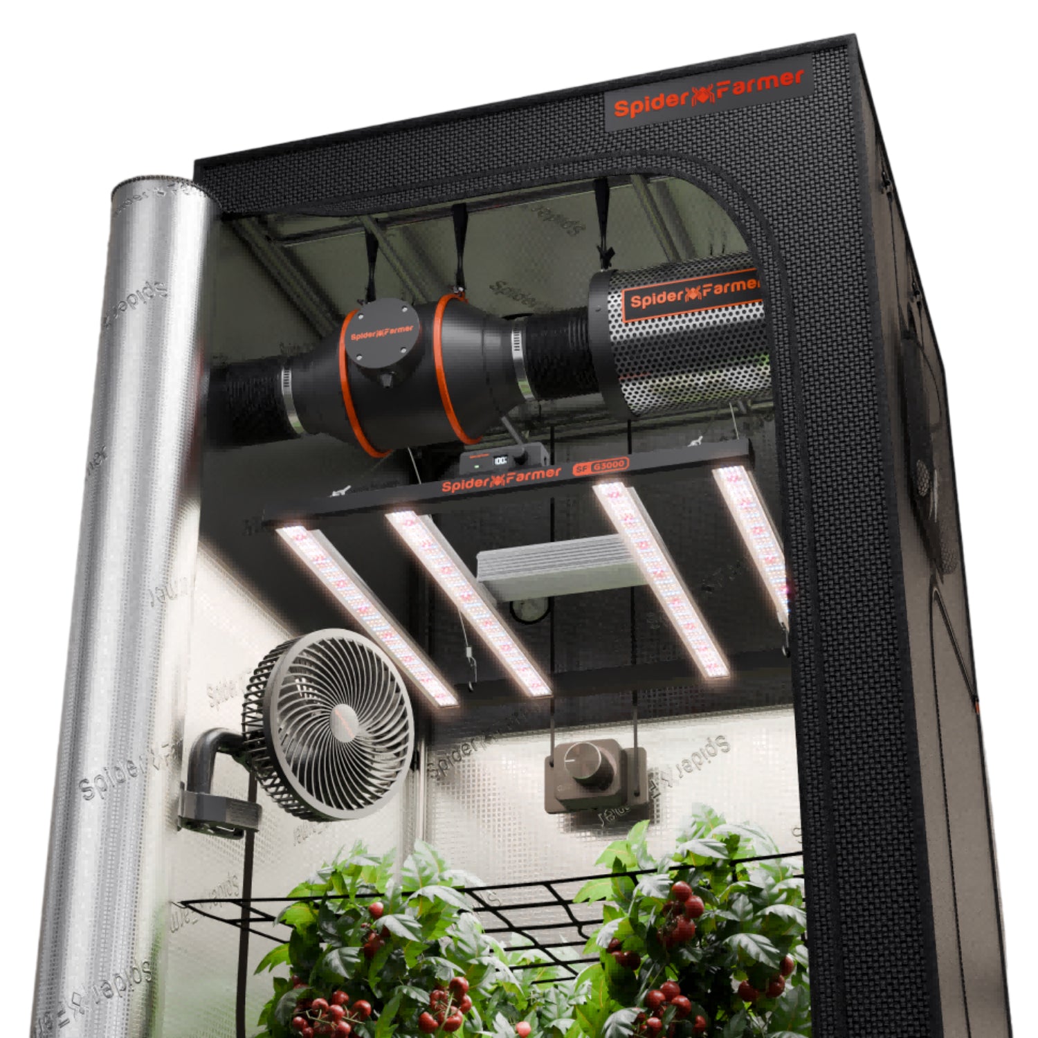 grow zelt 90x90 Spider Farmer Komplettset (90x90x180 cm) 300 Watt LED