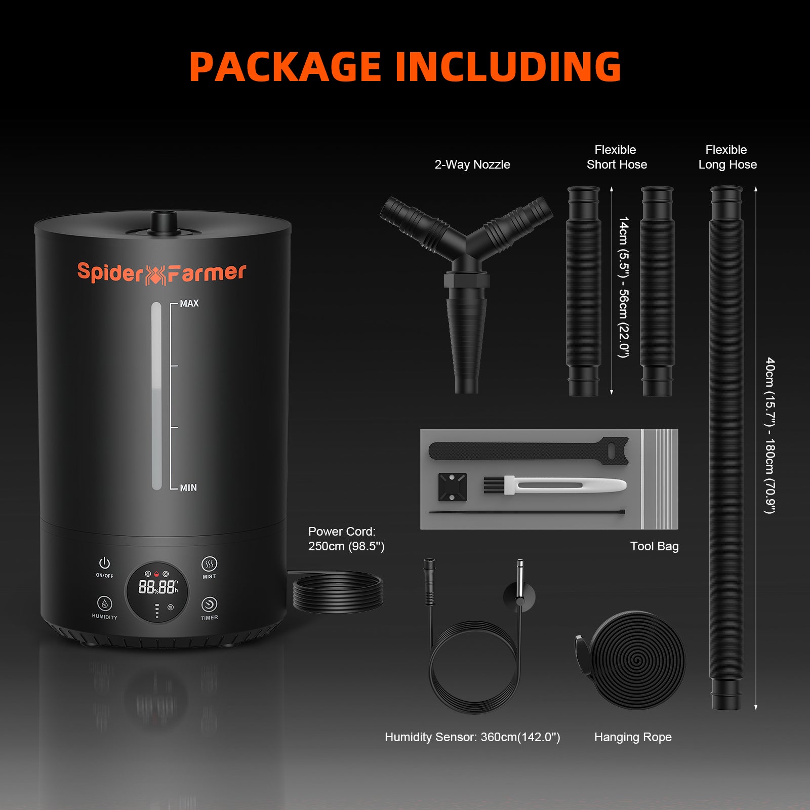 Komplettset (90x90x180 cm) 300 Watt SE3000 EVO LED mit GGS für smarte Steuerung und Luftbefeuchter