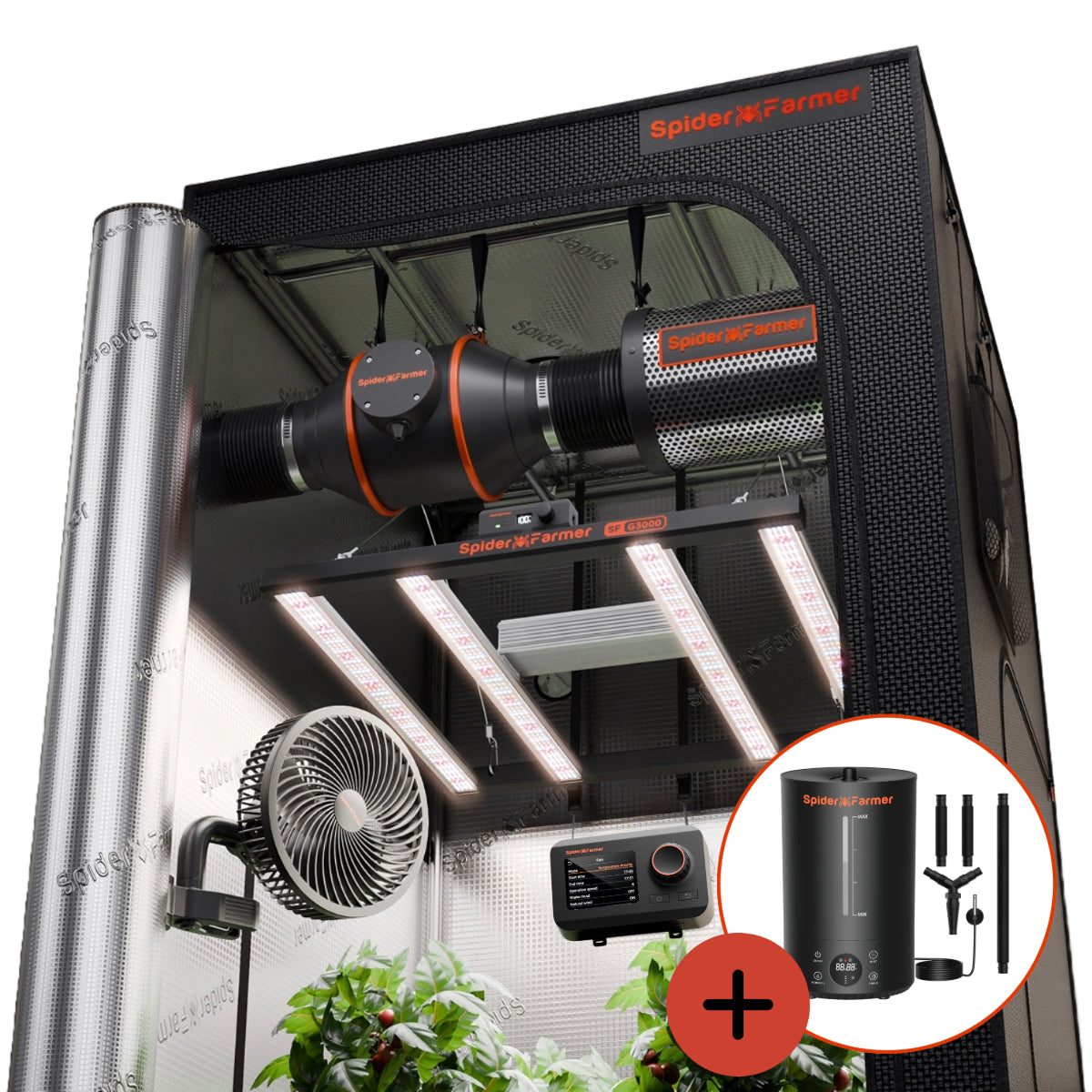 Komplettset (90x90x180 cm) 300 Watt SE3000 EVO LED mit GGS für smarte Steuerung und Luftbefeuchter
