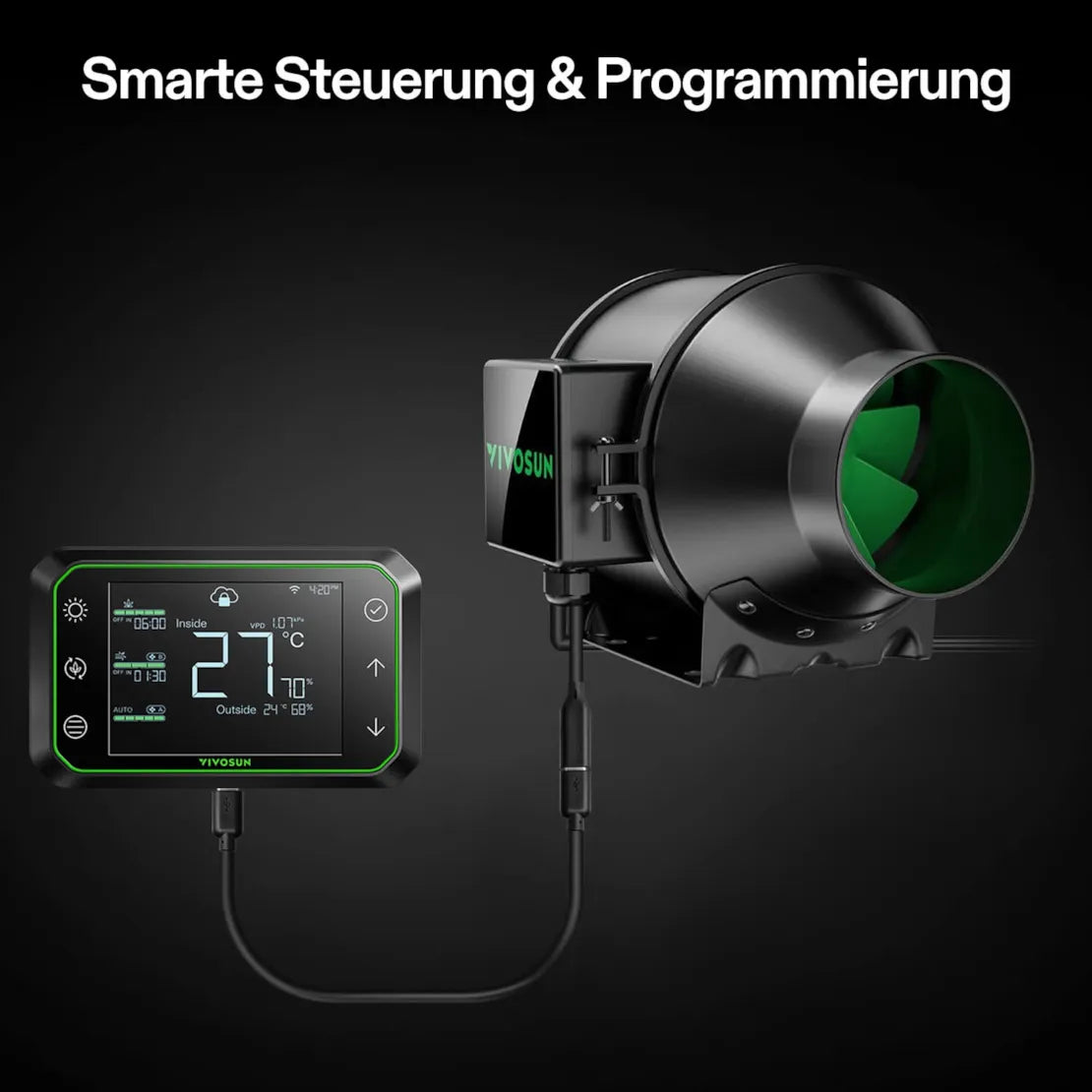 Smartes Komplettset Pro (80×80×160 cm) 100 Watt AeroLight LED und AeroZesh T4 Lüfter