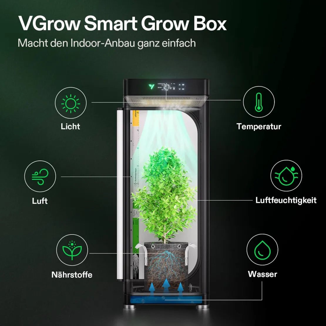 VGrow Smartes All-in-One Komplettset (45×45×122 cm) 100 Watt
