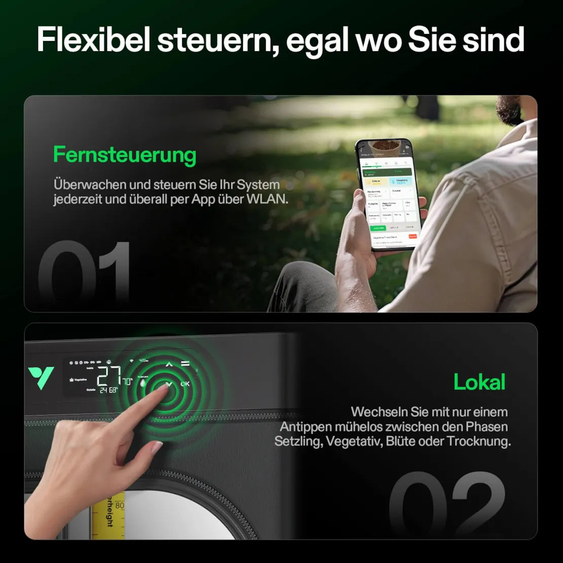 VGrow Smartes All-in-One Komplettset (45×45×122 cm) 100 Watt