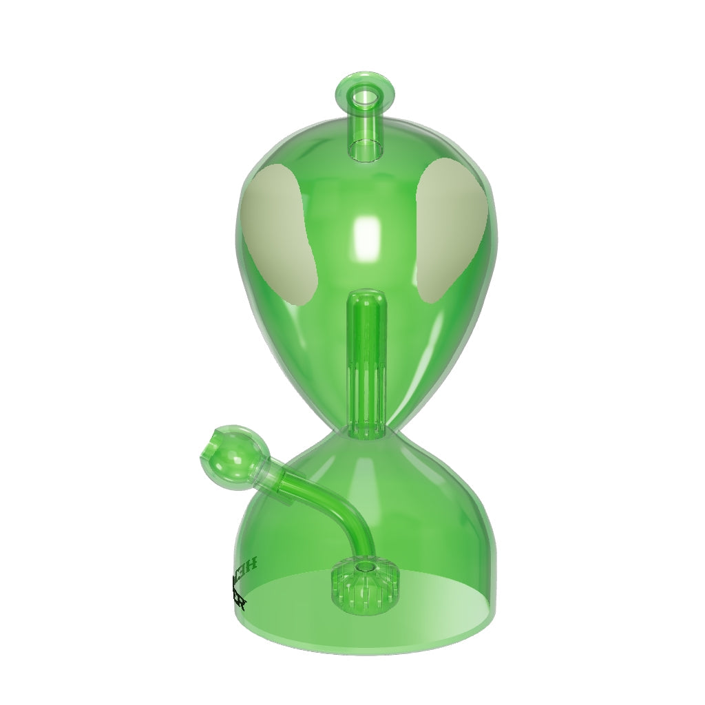 HEMPER Alien XL Bong – auf 9,1 Zoll korrigierter gewölbter Alienkopf auf abgerundeter Kammer mit Originalaugen, Mini-Alienkopf und zwei ausgearbeiteten Perkolatoren; Glaswirkung angenähert