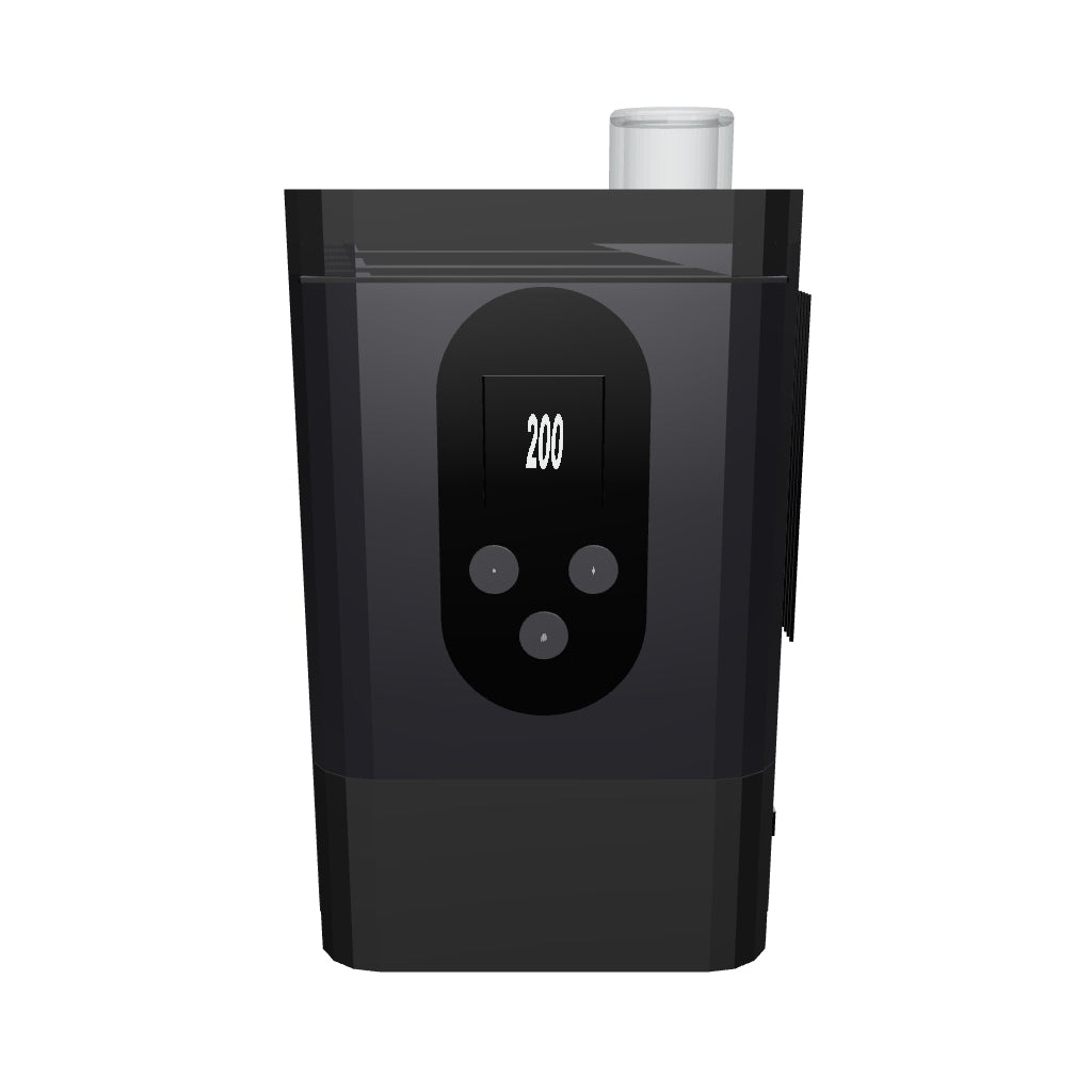Arizer ArGo Schwarz – 3D-Modell des Geräts mit Glasröhrchen; Zubehör nicht dargestellt