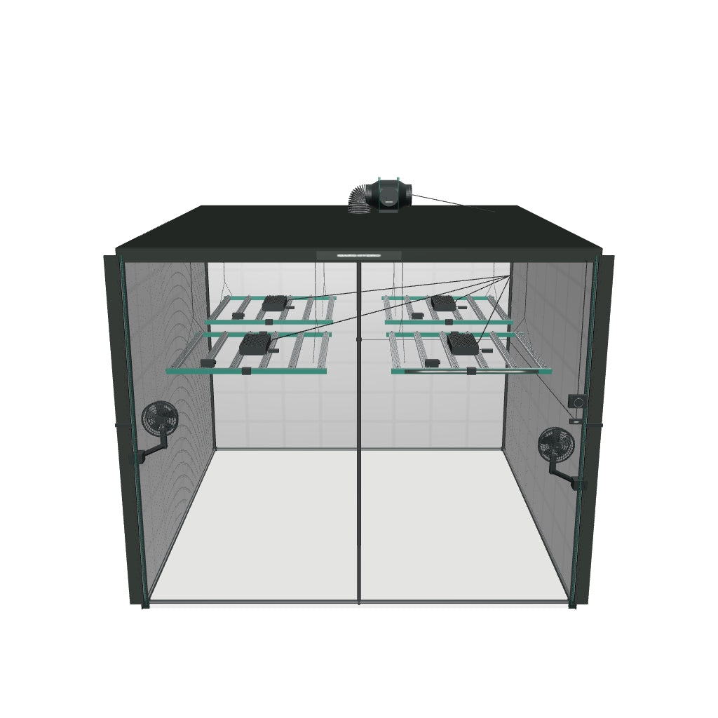 Komplettset (240x240x200 cm) 1920 Watt FC 4800 EVO LED mit iFresh für App-Steuerung – 3D-Ansicht des vollständigen Lieferumfangs