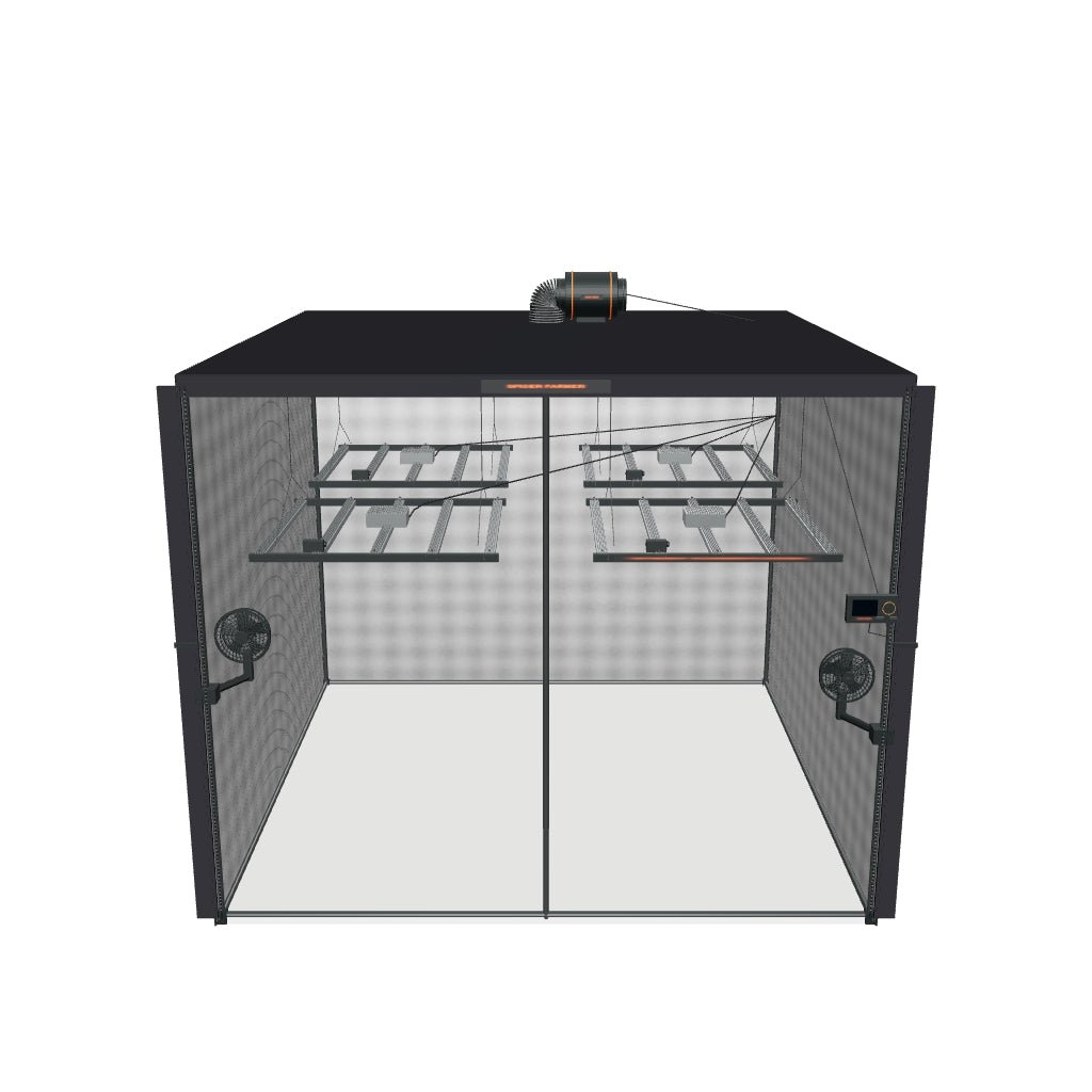 Spider Farmer Komplettset (240x240x200 cm) 1920 Watt G5000 EVO LED mit GGS für smarte Steuerung – interaktives 3D-Modell mit enthaltenen Komponenten
