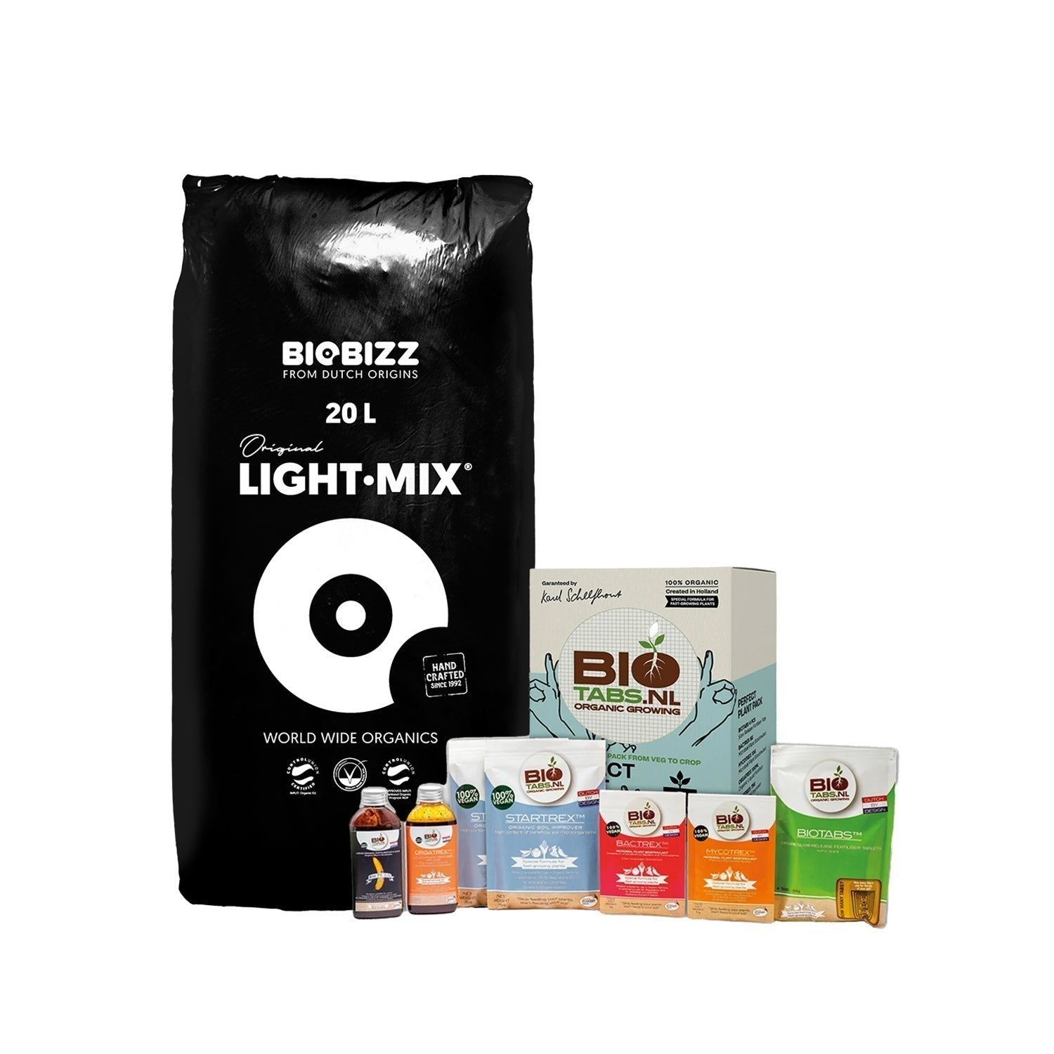 BioBizz Light-Mix mit Perlite 20L + BioTabs Perfect Plant Pack