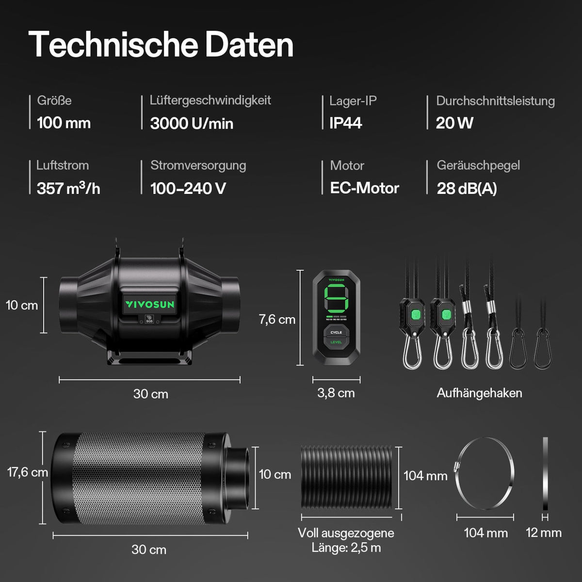 VIVOSUN AeroZesh T4 Abluftset 10 cm mit E12 – Galerie 9