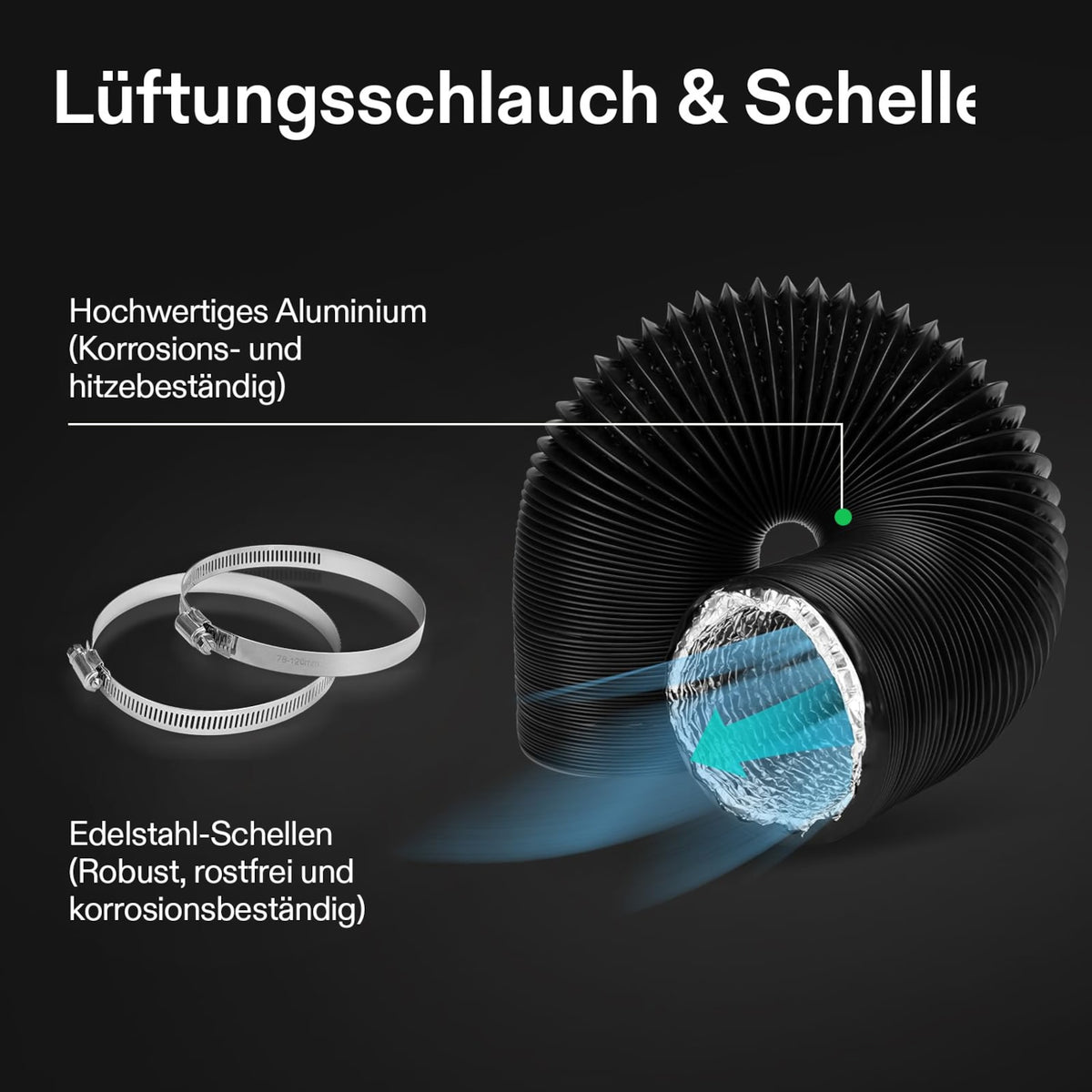 VIVOSUN Flex-Air Lüftungsrohr 15 cm × 2,4 m mit Klemmen – Galerie 4