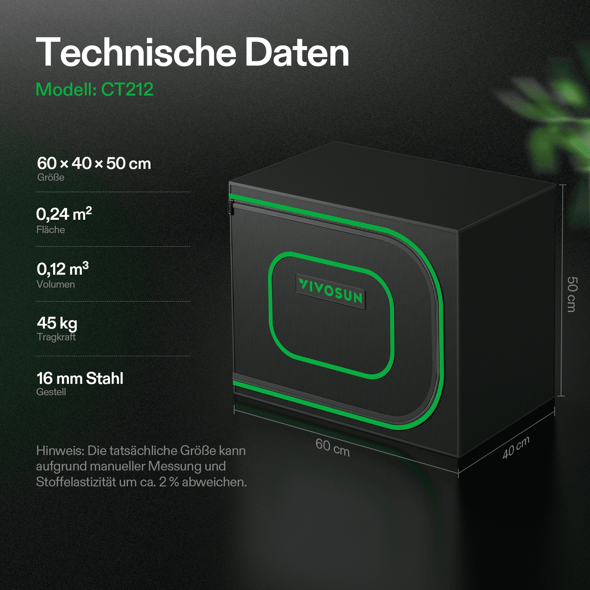 VIVOSUN CT212 Growbox 60×40×50 cm – Galerie 4