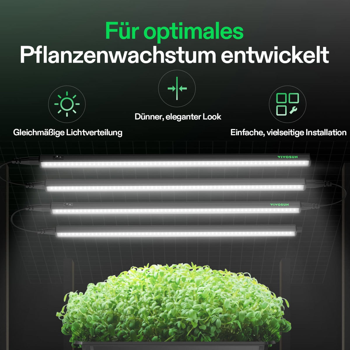 VIVOSUN T5 Linear 60W LED Pflanzenlampe 60 cm (4er-Set) – Galerie 2