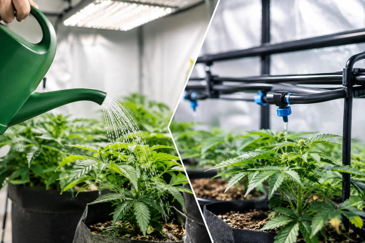 Manuelle oder automatische Bewässerung im Growraum