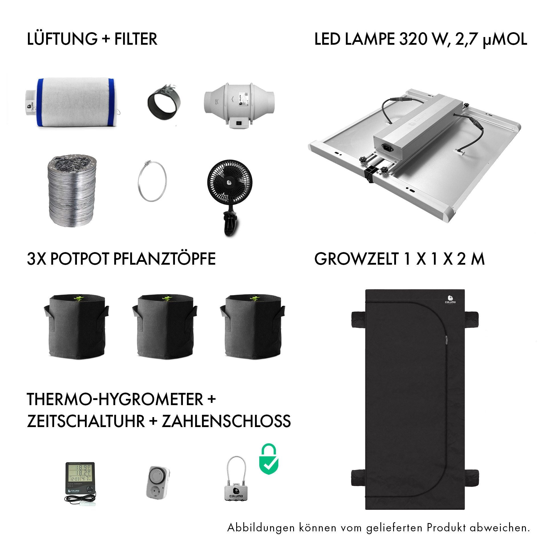 Komplettset (100x100x200 cm) 320 Watt Caluma Force LED