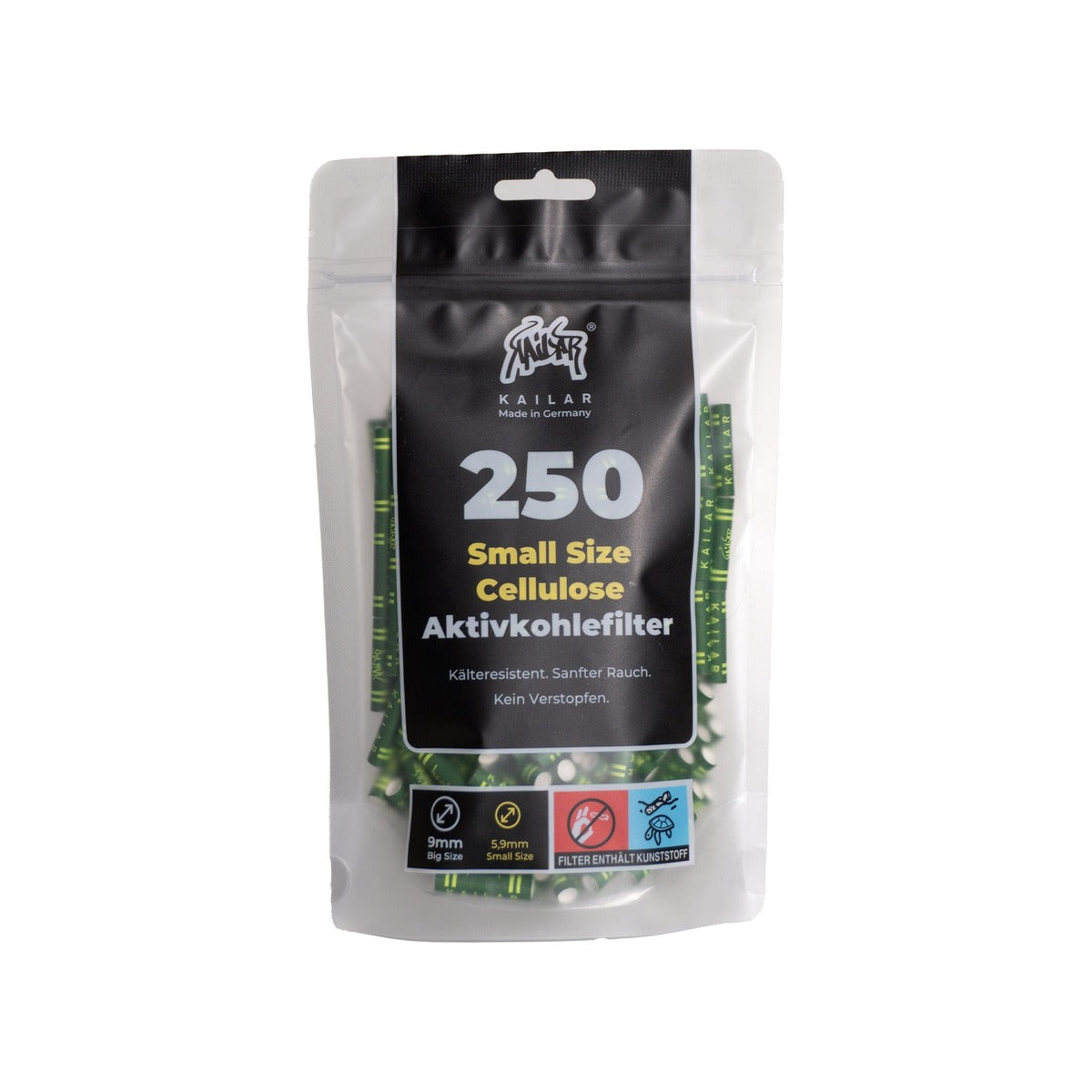 Kailar Soft Aktivkohlefilter Ø 6 mm – Green (Pack of 250) Hauptansicht