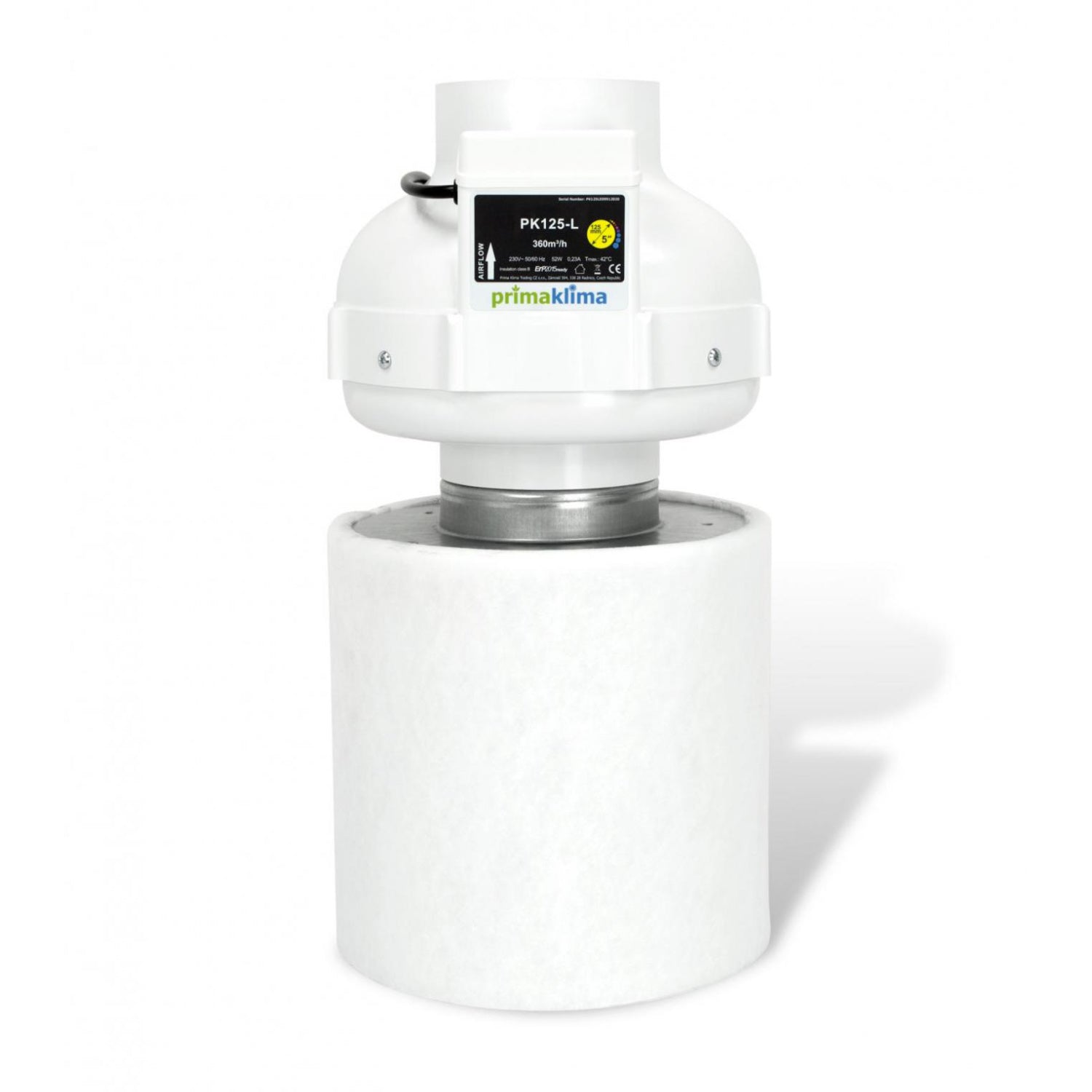 Kombo-Kit PK Rohrventilator 125 360 m³/h Aktivkohlefilter