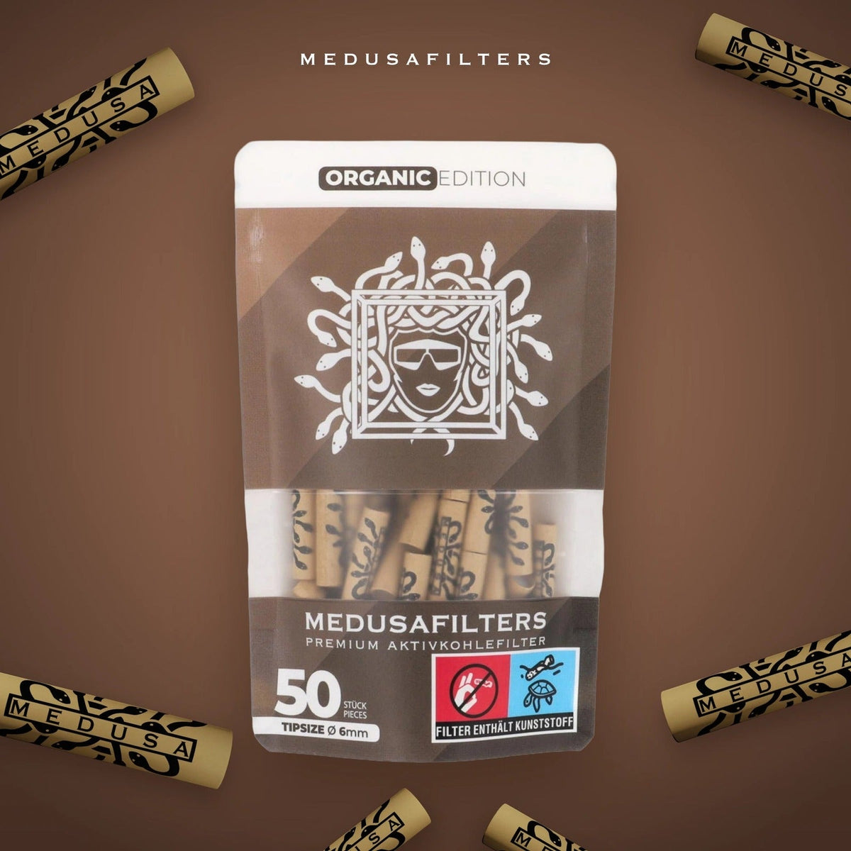 Medusa Aktivkohlefilter Ø 6 mm – 50 Stück – Organic (Pack of 50) Produktansicht 3
