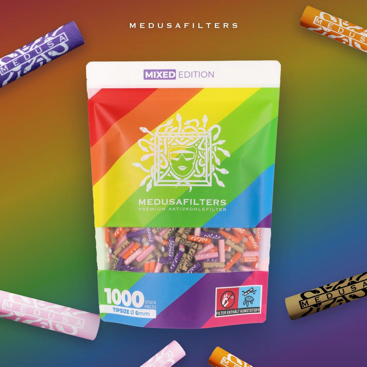 Medusa Aktivkohlefilter Ø 6 mm – 1000 Stück – Rainbow (1000 Stück) Produktansicht 3