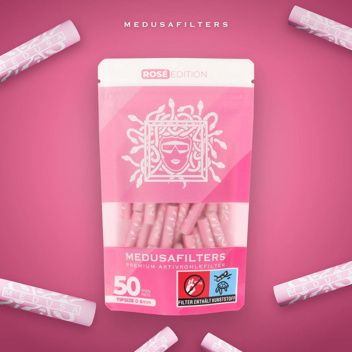 Medusa Aktivkohlefilter Ø 6 mm – 50 Stück – Rose (Pack of 50) Produktansicht 3
