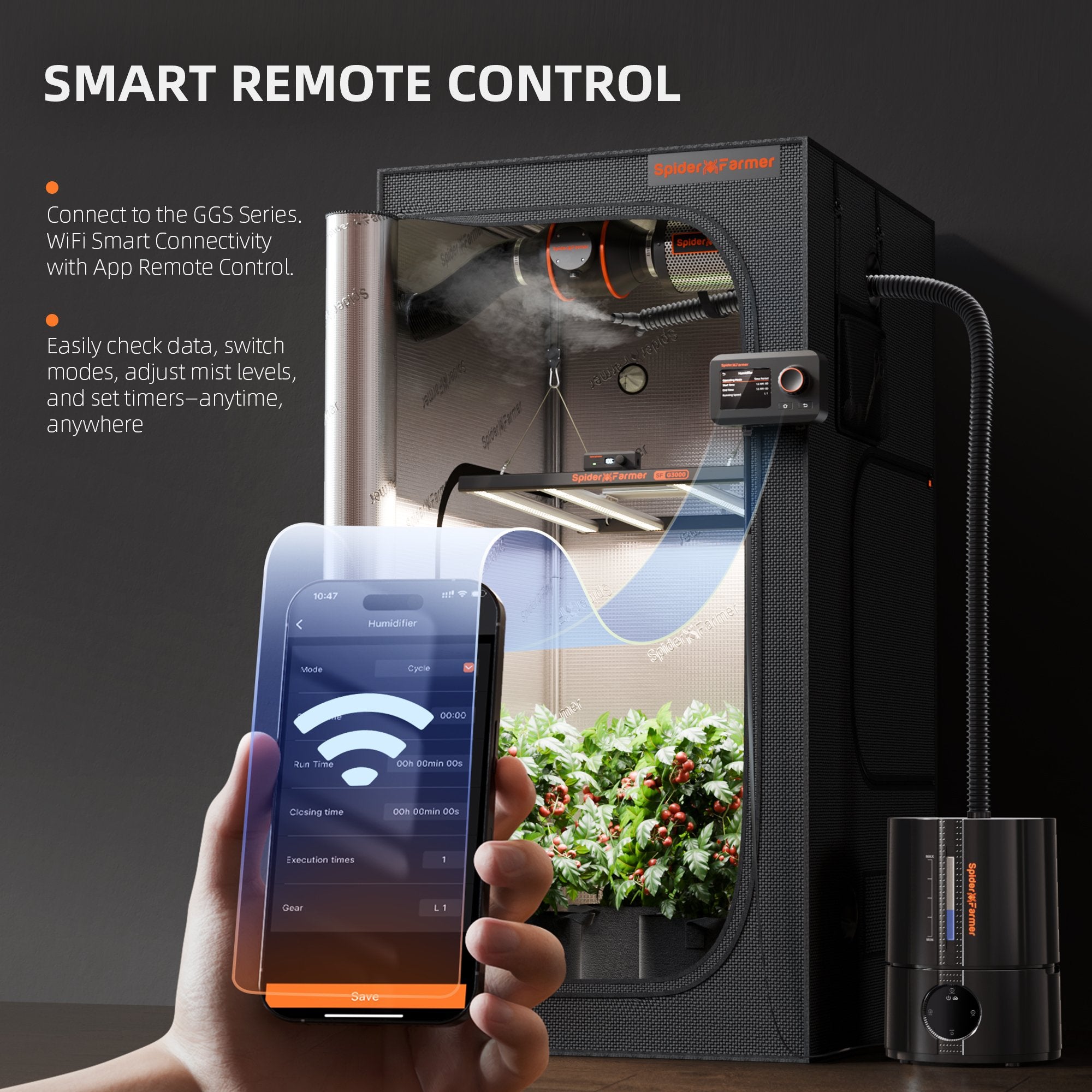 Smarter Luftbefeuchter mit 4 Nebelstufen und 5 Liter Tank