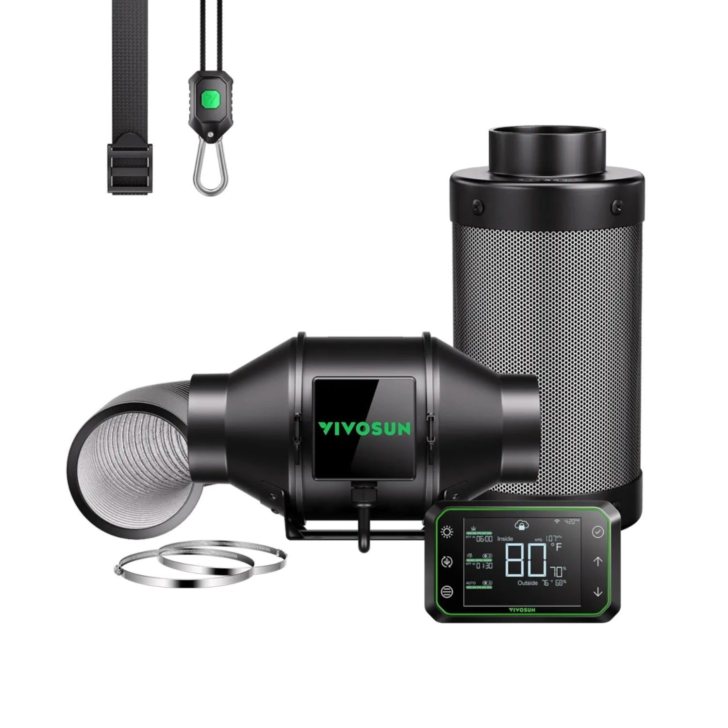 Smartes Abluftset mit GrowHub E42A Controller bis 331 m³/h
