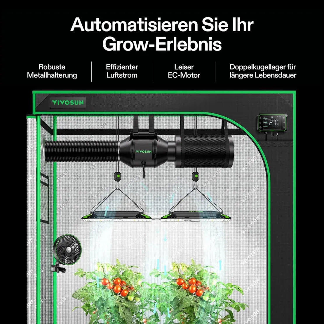 Smartes Abluftset mit GrowHub E42A Controller bis 331 m³/h