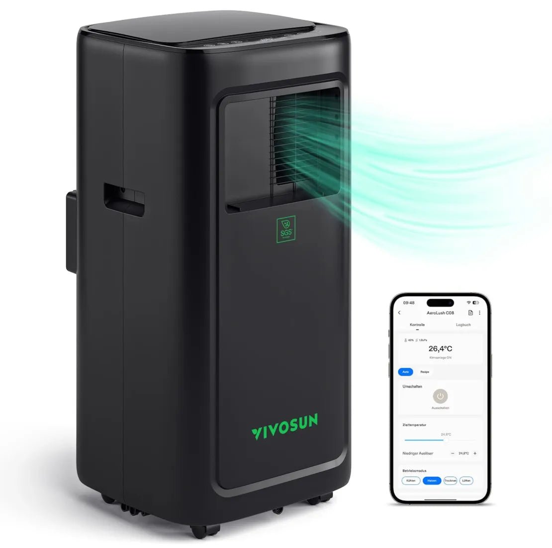 AeroLush C08 smartes Klimagerät mit 785 Watt und 4-in-1 Klimaprogramme