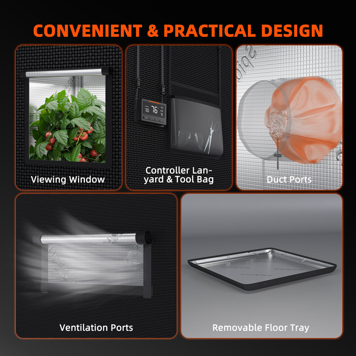 Spider Farmer G1000W Komplettset – Zeltzugänge und Bodeneinlage
