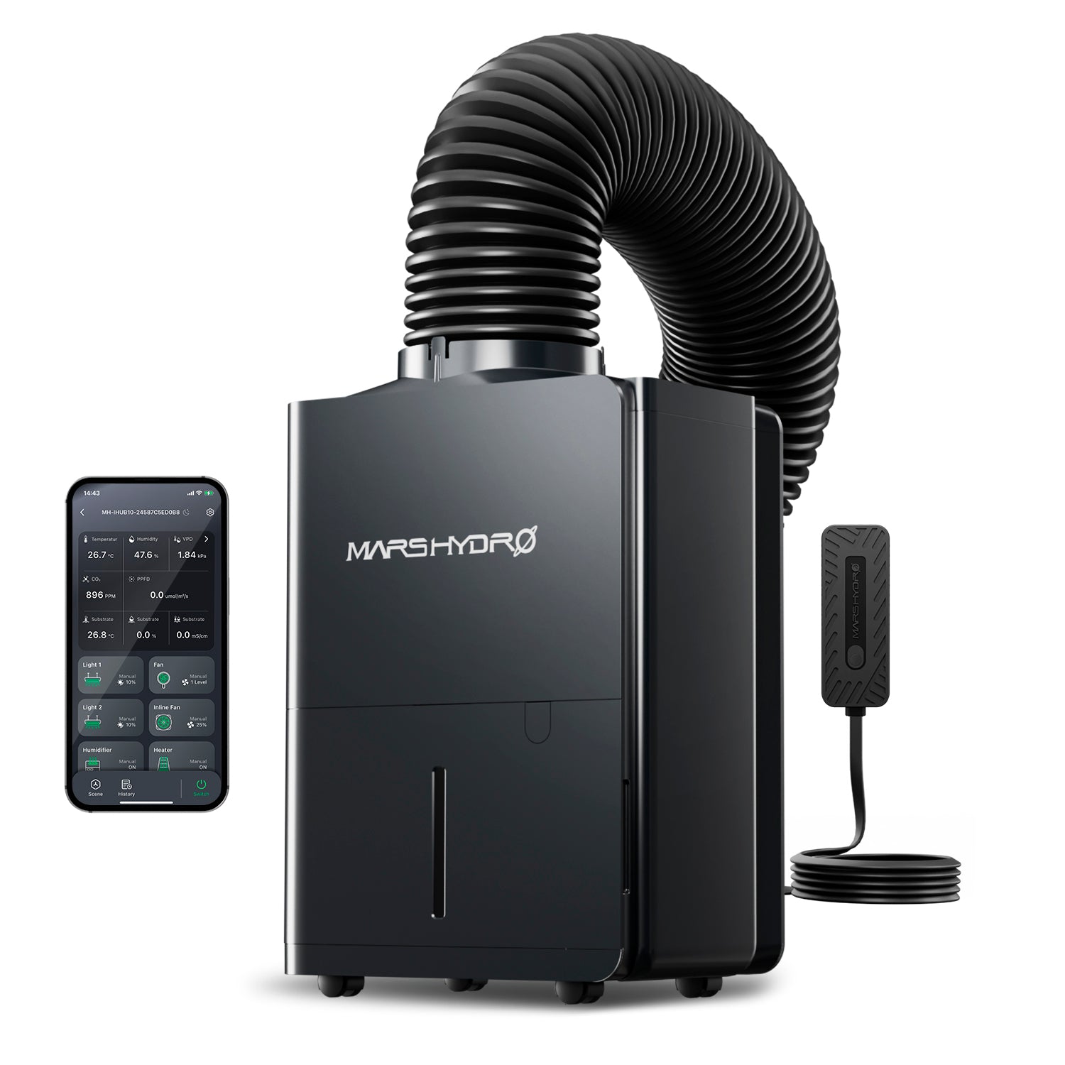 Smarter Luftentfeuchter 200 Watt und 2,1 Liter Tank