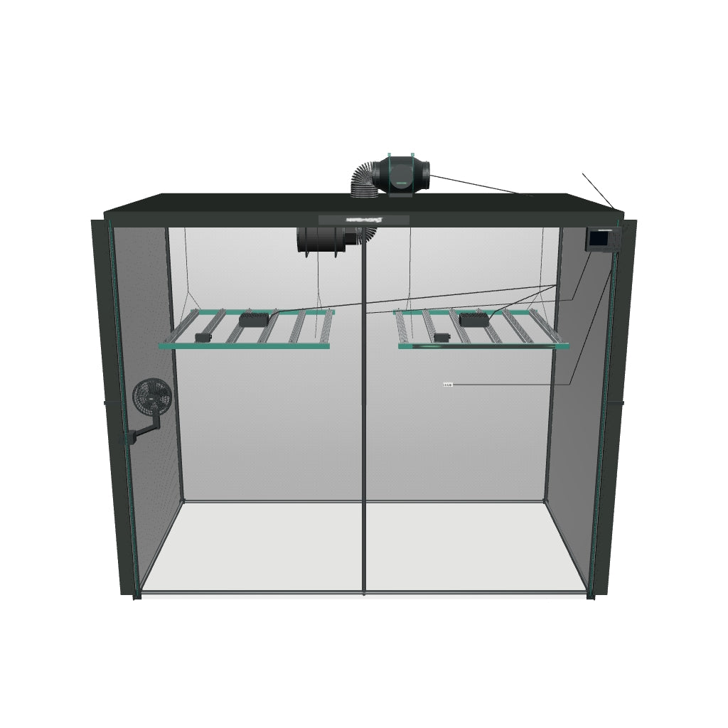 Mars Hydro Komplettset (240x120x200 cm) 960 Watt FC 4800 EVO LED mit iControl für smarte Steuerung – fotobasierte 3D-Ansicht