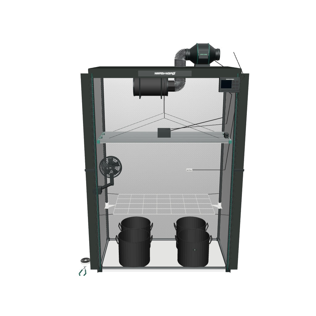 Mars Hydro Komplettset (120x60x180 cm) 320 Watt FC4000 LED mit iControl für smarte Steuerung und Pro-Growbox – fotobasierte 3D-Ansicht