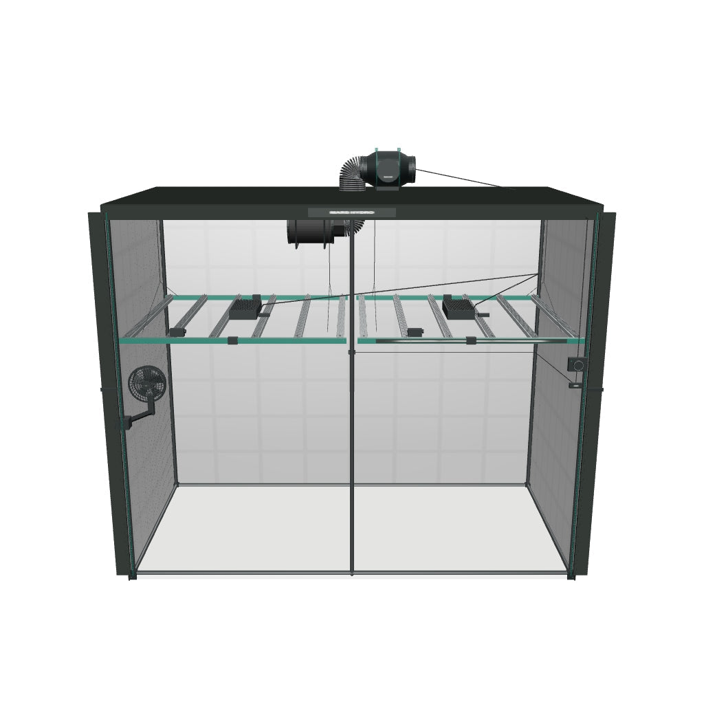 Komplettset (240x120x200 cm) 1600 Watt FC 8000 EVO LED mit iFresh für App-Steuerung – 3D-Ansicht des vollständigen Lieferumfangs