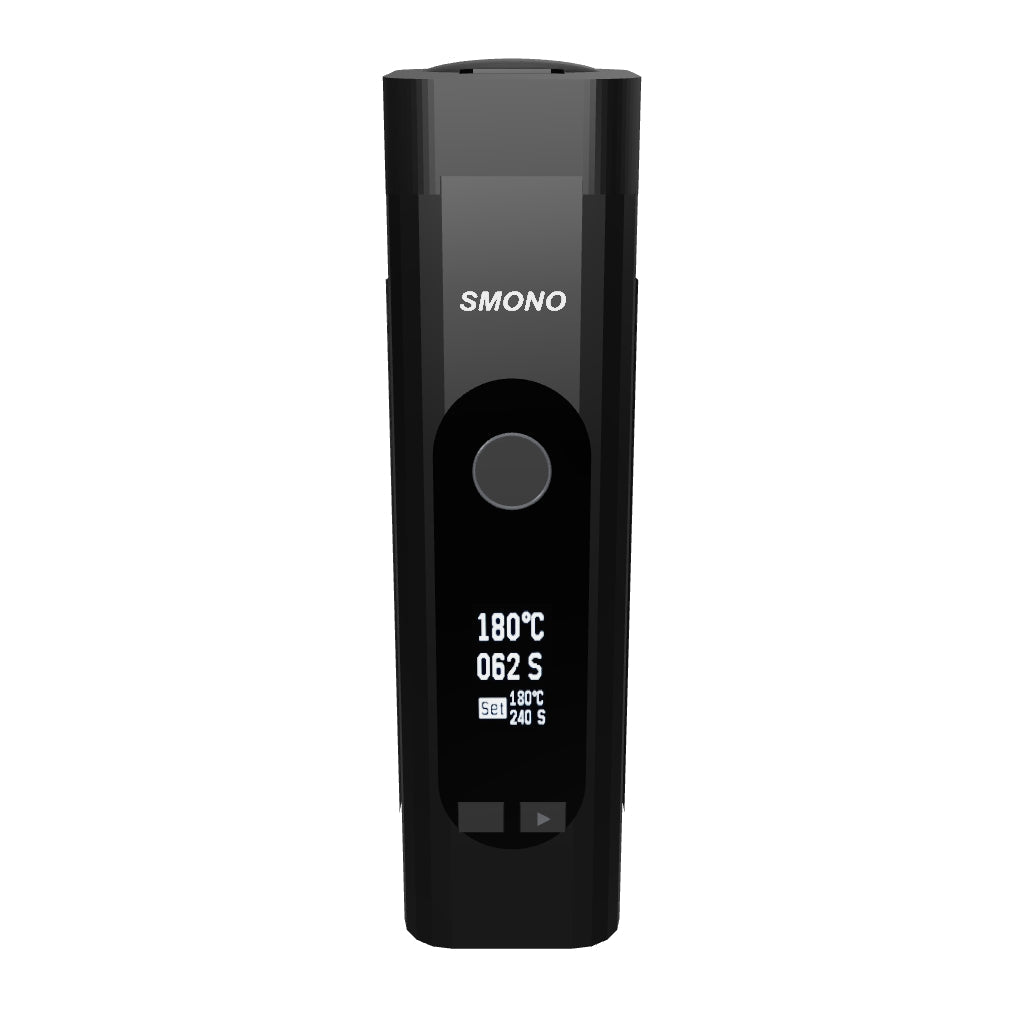 Smono 70s Schwarz – 3D-Modell des Geräts mit Display und USB-C-Anschluss