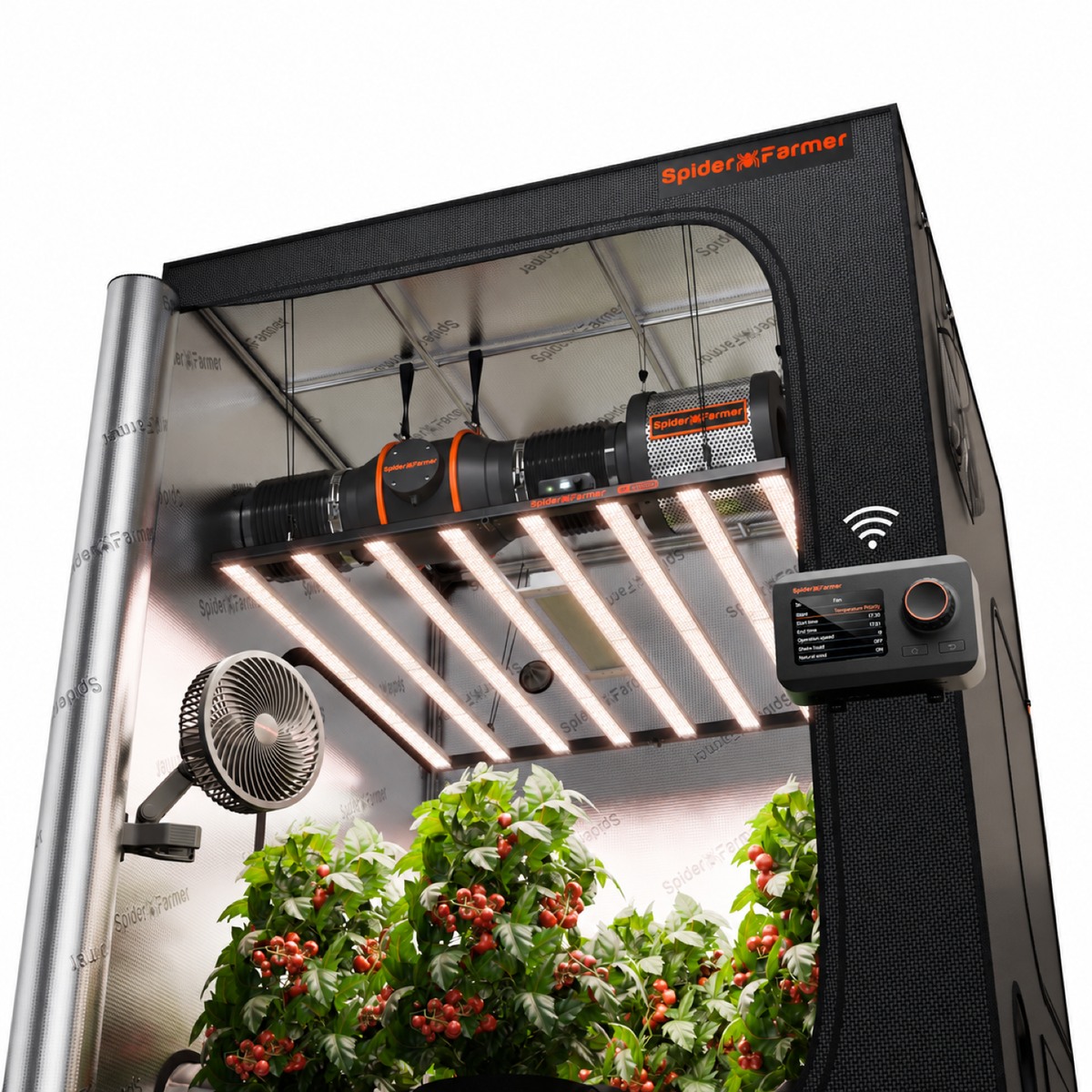 Spider Farmer G1000W Komplettset auf weißem Hintergrund