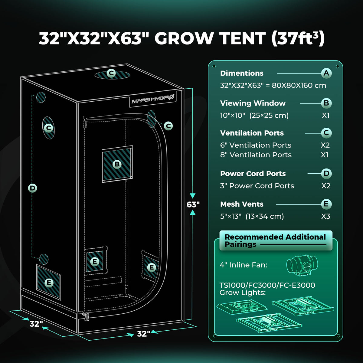 Mars Hydro TS1000 – Growbox-Abmessungen