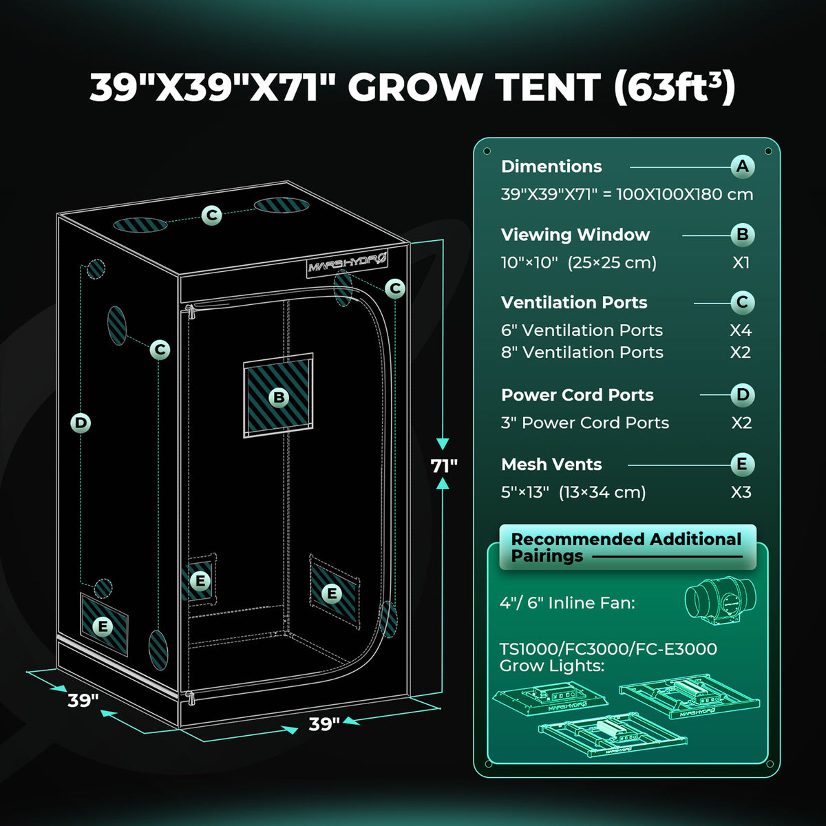 Mars Hydro TSW2000 – Growbox-Abmessungen