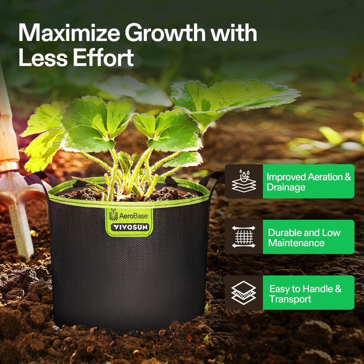 VIVOSUN AeroBase Grow Bags 12 L im 3er-Pack – Galerie 2