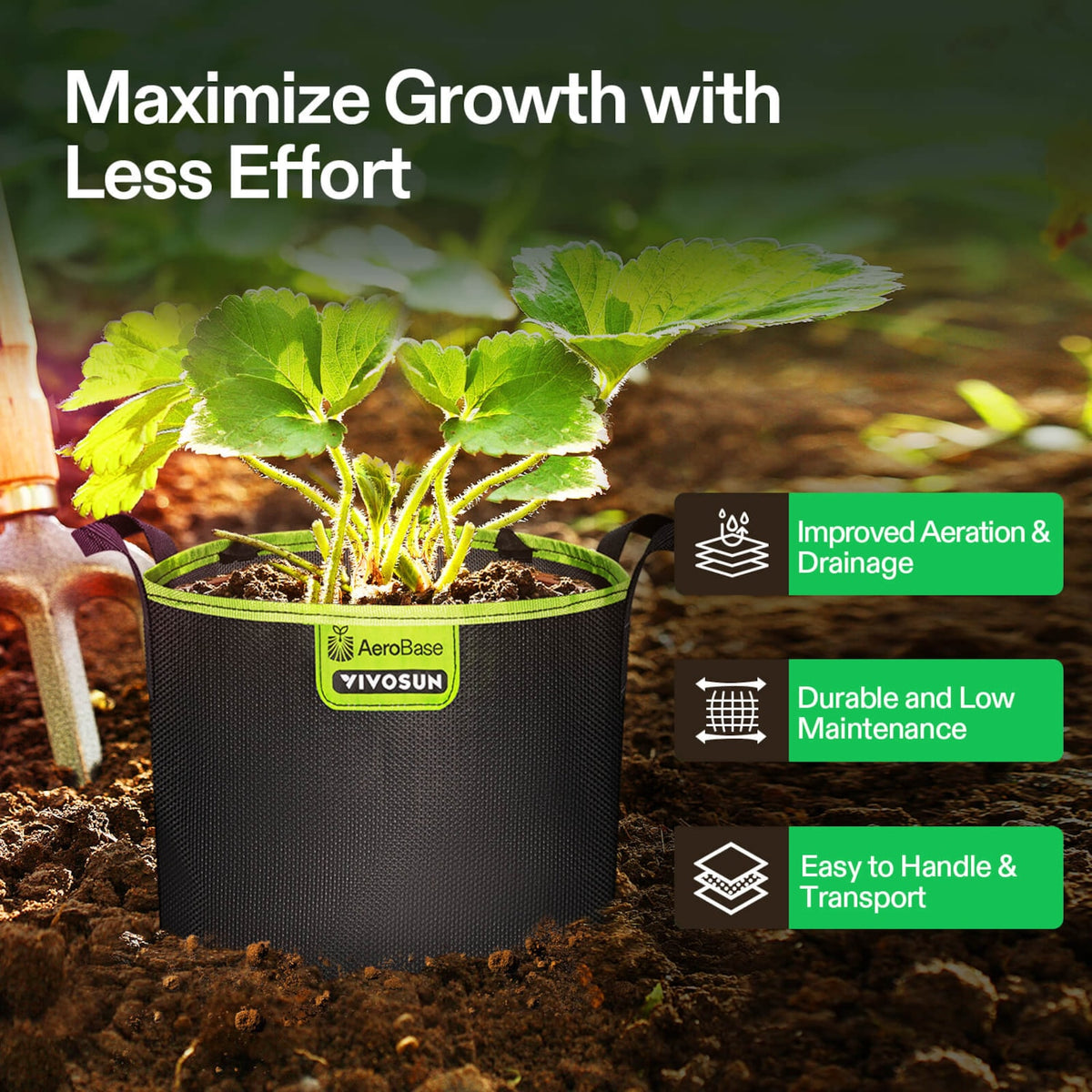 VIVOSUN AeroBase Grow Bags 20 L im 3er-Pack – Galerie 2